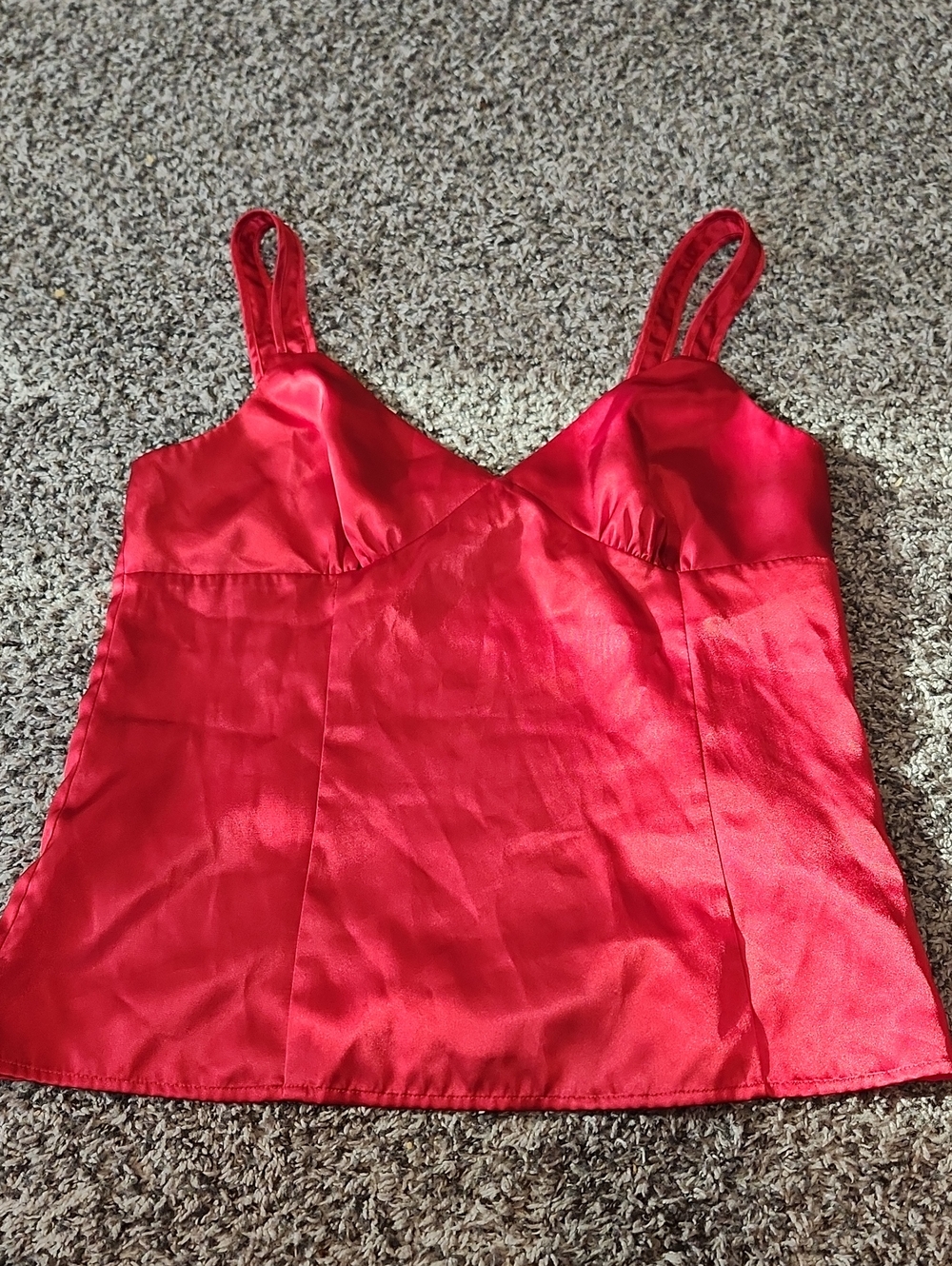Oscar Satin V-Neck Red Camisole Sz 12